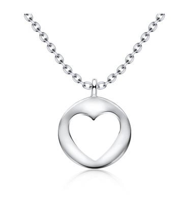 Round Motive With Heart Design 925 Silver Necklace SPE-3944